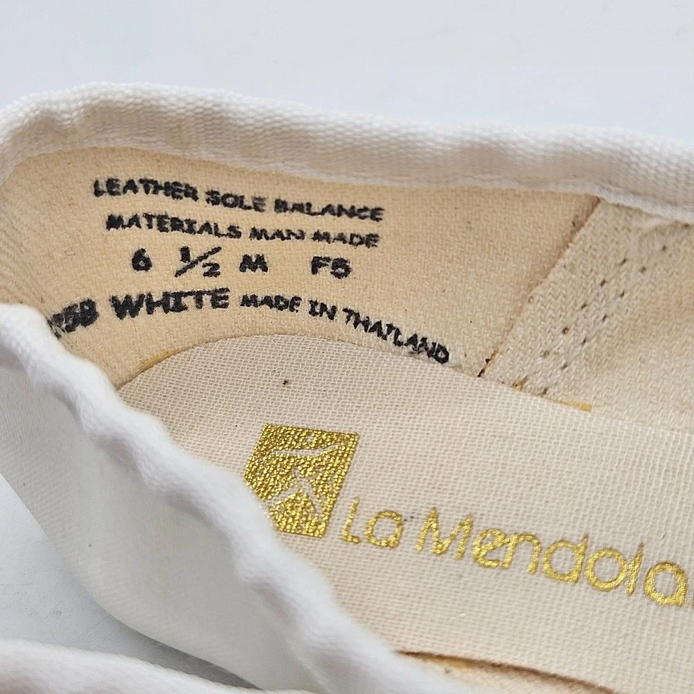 La Mendola Toddler Ballet Slippers 6.5 M White Satin Leather Sole Dance Shoes